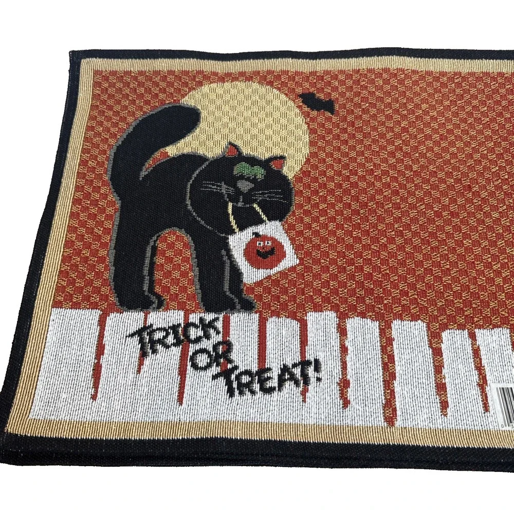 Halloween Trick or Treat Table Mattes New Set Of 4 Black Cat